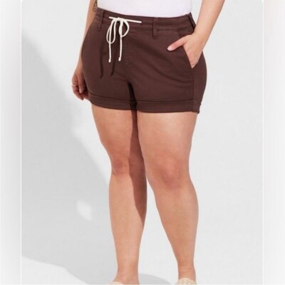 Torrid Pull-On Stretch Twill Boyfriend Drawstring Waist Shorts in Puce Sz 2X