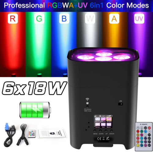 6x18W RGBWA+UV Battery Rechargable wifi wireless LED wedding Par Uplighting - Picture 15 of 18