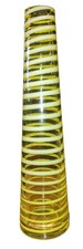 MCM Style Studio Art Glass Vase Continuous Yellow White Spiral Swirls 12" VTG