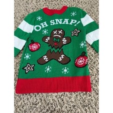 Well Worn Boy Red/Green Christmas "Oh Snap" sweater size XS