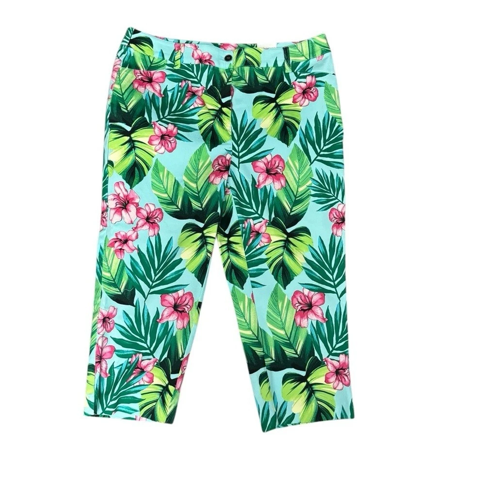 Chico’s Perfect Stretch Mystical Blossoms Capri Pants Size 14