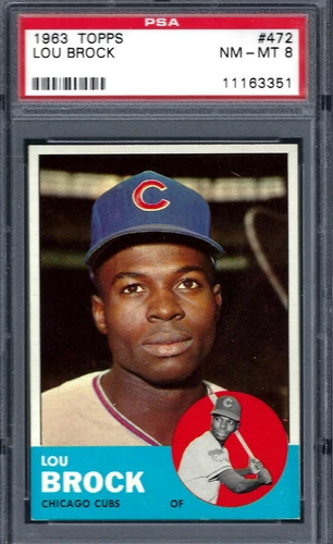 1963 Topps #472 PSA 8 Lou Brock Cubs 472 Amazing!