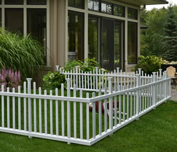 White Garden Fence Panel No Dig Lawn Garden Picket Outdoor Fencing