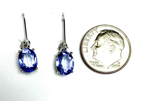 E10608LP Forest Purple Helenite Oval (6x8mm) Sterling Silver Dangle Earrings - Picture 2 of 7
