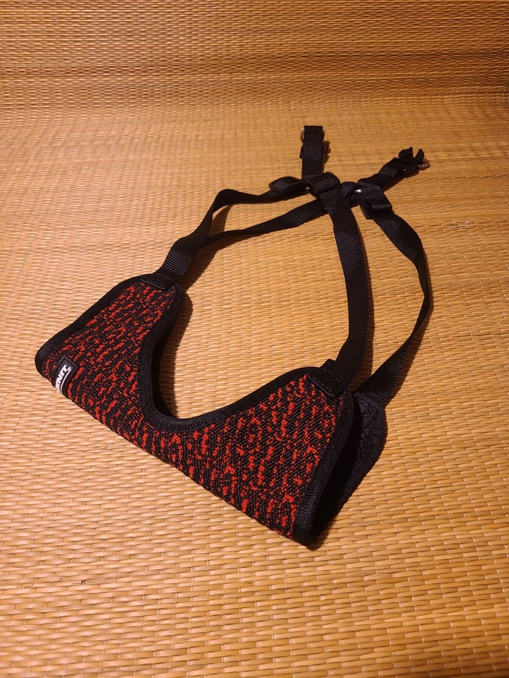 Arnés para perros Dawgknit con correas ajustables rojo y negro nailon Lg Foto 3 de 4