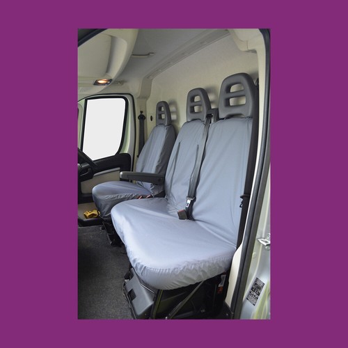 Peugeot Boxer 2006-2022 Tailored Waterproof Grey Front Single Double Seat Covers - Foto 1 di 4