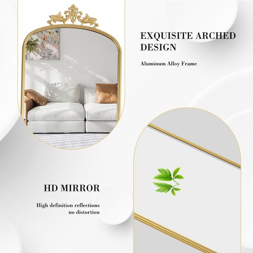 Full-length Mirror Floor Mirror Wall Bedroom Mirror Stand Alloy Frame Gold US - Picture 4 of 10