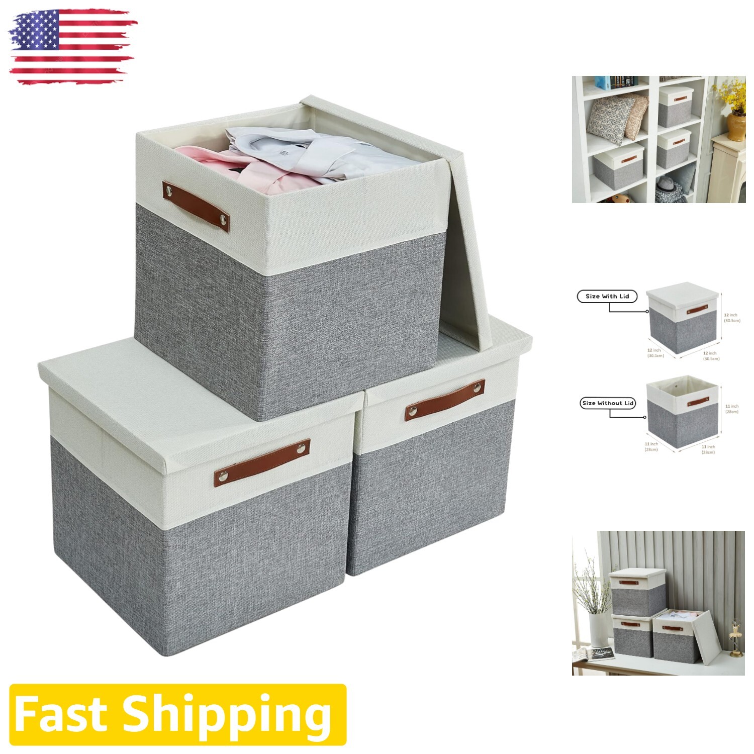 Versatile Large Storage Bins with Dust-Proof Lid [3-Pack] - Organize with Style