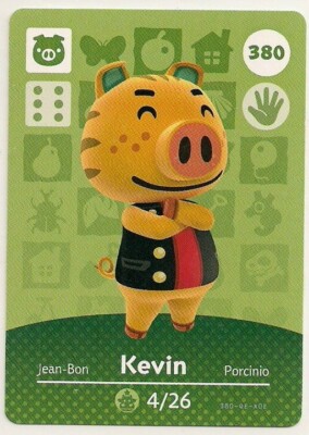 Animal Crossing Amiibo Card 380 Kevin Jean-Bon Porcinio Série 4 EU New - Foto 3
