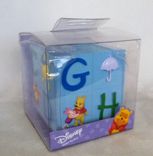 Image of Disney Avon Winnie The Pooh Money Box. Vintage. NEW Boxed. Blue. 8cm cube. Resin