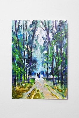 Oil painting Trees Ukrainian painter canvas Unframed original Decor landscape