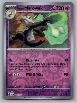 Alolan Marowak 057/159 Uncommon Journey Together Pokemon Reverse Holo Near Mint