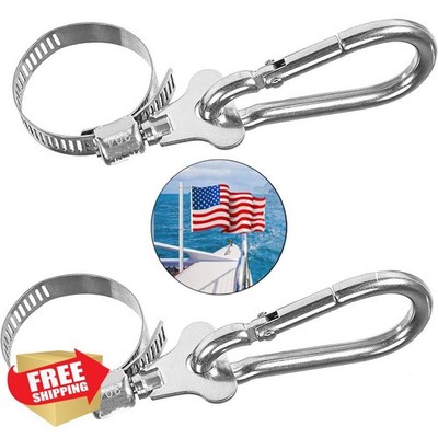 JUNHOME Small Stainless Steel Flag Pole Rings 2 Pc
