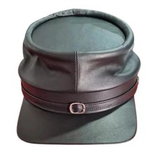 Black Civil War Era Leather Kepi Hat Vintage Reenactment Cap 1860s Military
