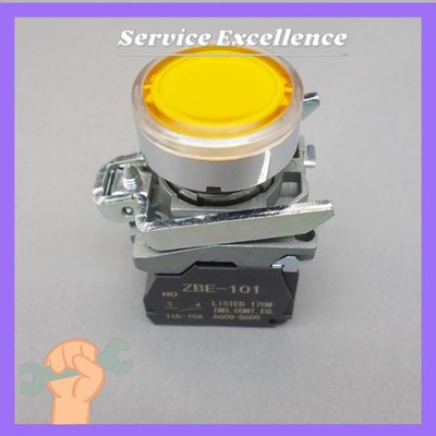 1X Fits XB4BW35G5 LED Illuminated pushbutton Switch flush push 110/120V Yellow