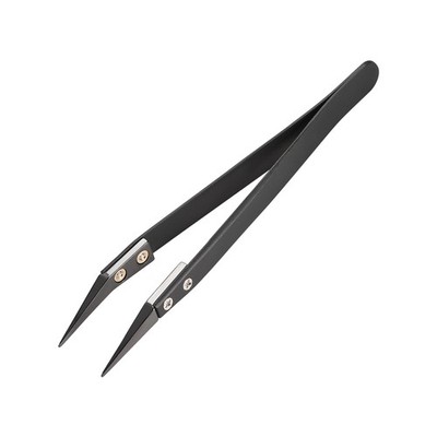 Precision Ceramic Tweezers Non-Conductive Anti-Static Small Curved Black