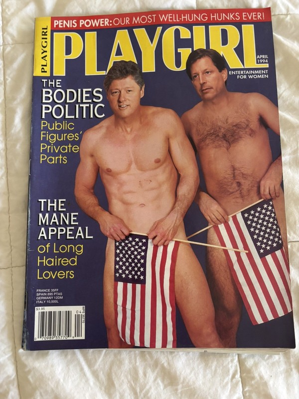 Hilarious PlayGirl Magazine April 1994 Clinton & Gore on Cover  & others inside 