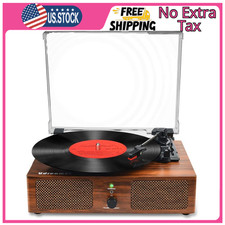 Vinyl Record Player Wireless Turntable with Built-In Speakers, USB Belt-Driven