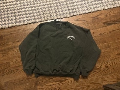 Adanola Outdoors Cropped Women s Size M Crewneck Sweatshirt Preppy Forest Green