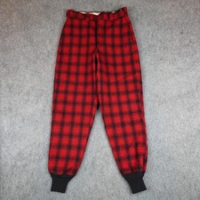 Vintage Woolrich Pants Mens 32x32 Red Black Wool Plaid Insulated Mackinaw 70s
