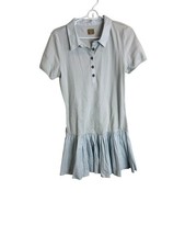 Free-est Shirt Dress Womens Large Blue Collared Polo Ruffle Hem Short Sleeve