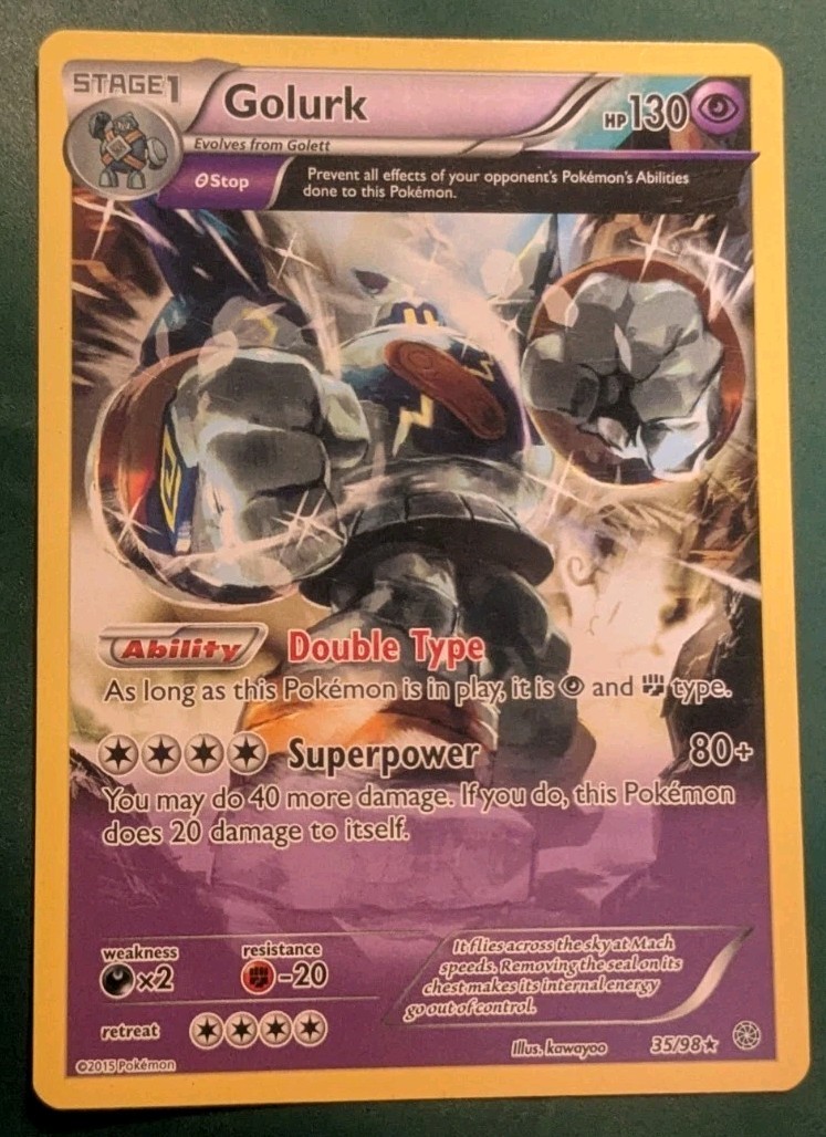 Golurk Pokemon Card XY Ancient Origins 35/98 Rare Non Holo Moderately Played 