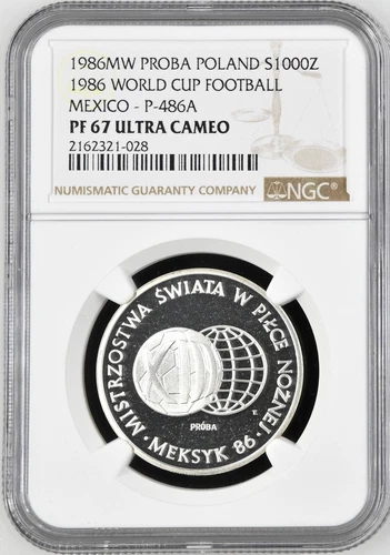 1986-MW Proba Poland S1000Z Silver Zloty Football World Cup in Mexico NGC PF67UC