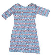 Barbara Gerwit Tunic Dress Blue V Neck 3/4 Sleeve M EUC💚