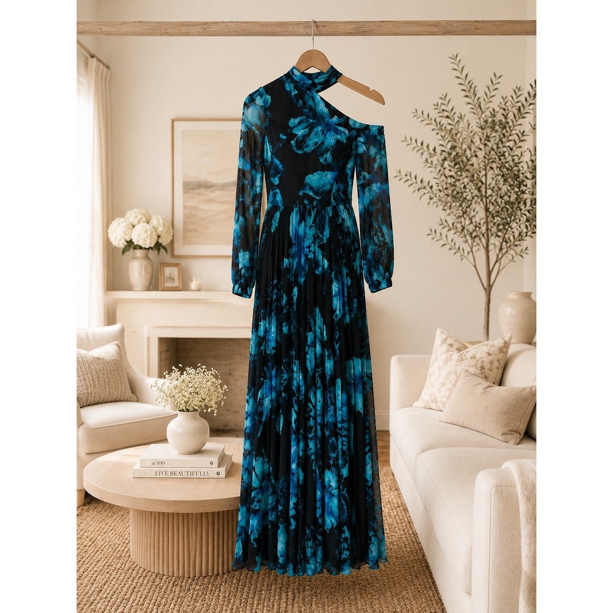 XSCAPE Black Teal Floral Pleated Maxi Gown Mock Neck Cutout Formal Dress 6 NWT | eBay XSCAPE Black Teal Floral Pleated Maxi Gown Mock Neck Cutout Formal Dress 6 NWT | eBay