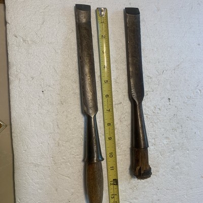 2 Vintage 1  Wood Chisels, 1 W C Bailey and 1 Unbranded 12 & 13  long