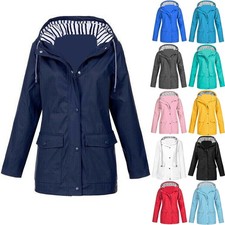 Plus Size Women's Ladies Hooded Outdoor Wind Rain Forest Jacket Coat Windbreaker