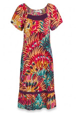 VTG Loungees 100 Cotton Muumuu Dress Tropical Print Crochet Trim Size M
