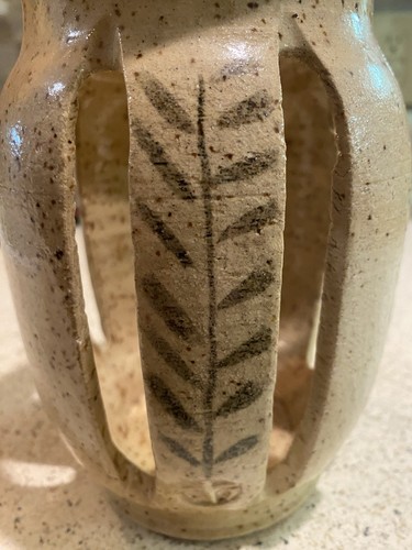 Terra Cotta Pottery Candle Holder Cut Out Design Maker Signed Vintage 1975 - Picture 5 of 9