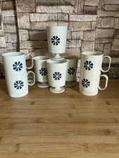 VTG Mid Century Modern Retro Set of 12 Mugs Pedestal Cups David Douglas Plastic