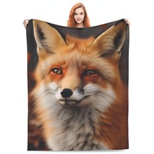 60x50 Fox Blanket, Gifts, Kids, Girls, Animal Flannel, Soft Comfy, Lightweight