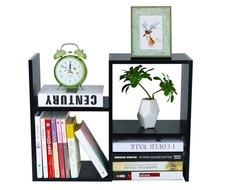 PAG Desktop Shelf Freestanding Wooden Small Bookshelf Desk Organizer Black