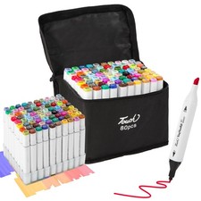 80 Colors Dual Tips Alcohol Markers, Art Markers Pens with Pen Holder, Perman...
