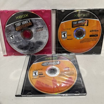 Tony Hawk s Underground 1 And 2 And Pro Skater 4 DISC ONLY XBOX 