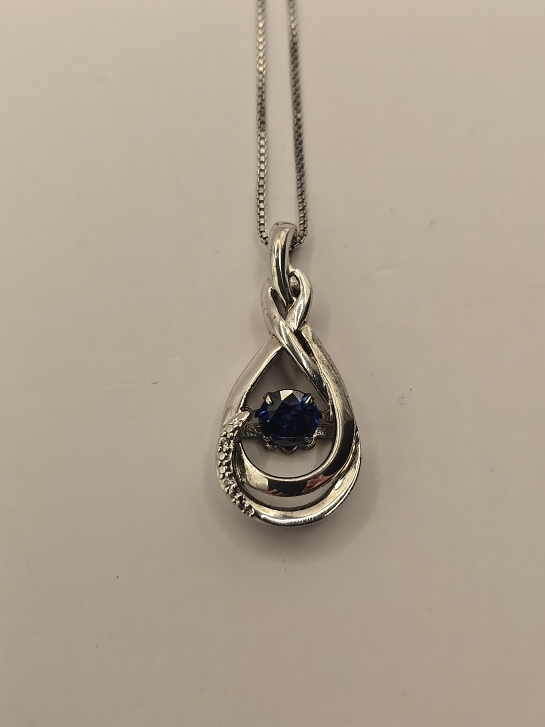 Sterling Silver Lab Created Floating Sapphire Dia… - image 1