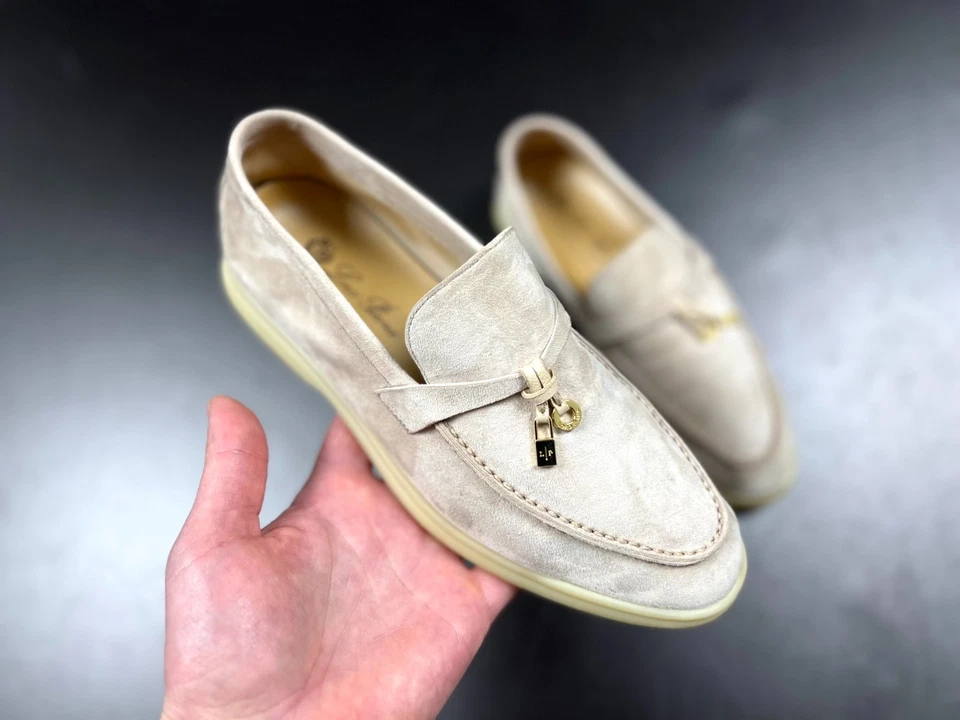 Auténticos zapatos mocasines de gamuza beige para caminar de verano LORO PIANA para mujer talla 39 Foto 4 de 4