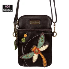 DRAGONFLY CELLPHONE CROSSBODY PURSE BAG BLACK CHALA
