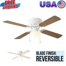 Ceiling Fan Hugger Metal Indoor W/ Light LED Reversible Blades Reverse Airflow