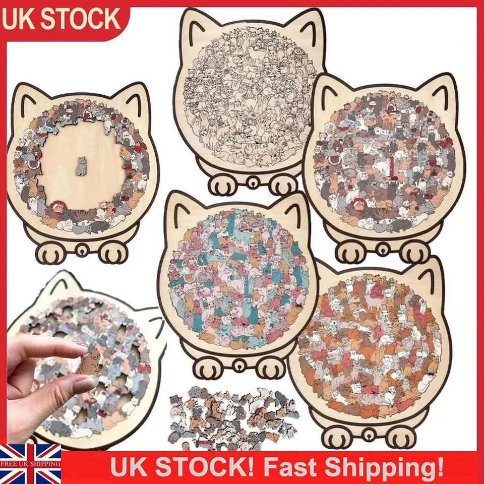 135-Piece Morandi-Colored Cat Shaped Wooden Jigsaw Puzzle, Cats Shaped Puzzles - Image 4 of 4