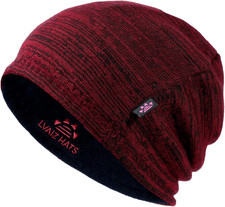 Lvaiz Winter Fleece Lined Knitted Beanie Hats for Men Reversible Windproof Watch