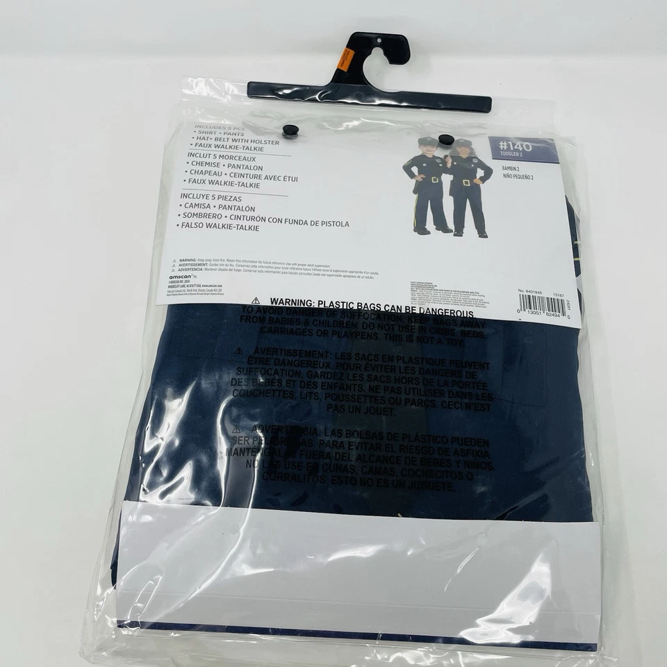 Disfraz de oficial de policía niño pequeño talla 2T héroe de Halloween en azul Foto 4 de 4