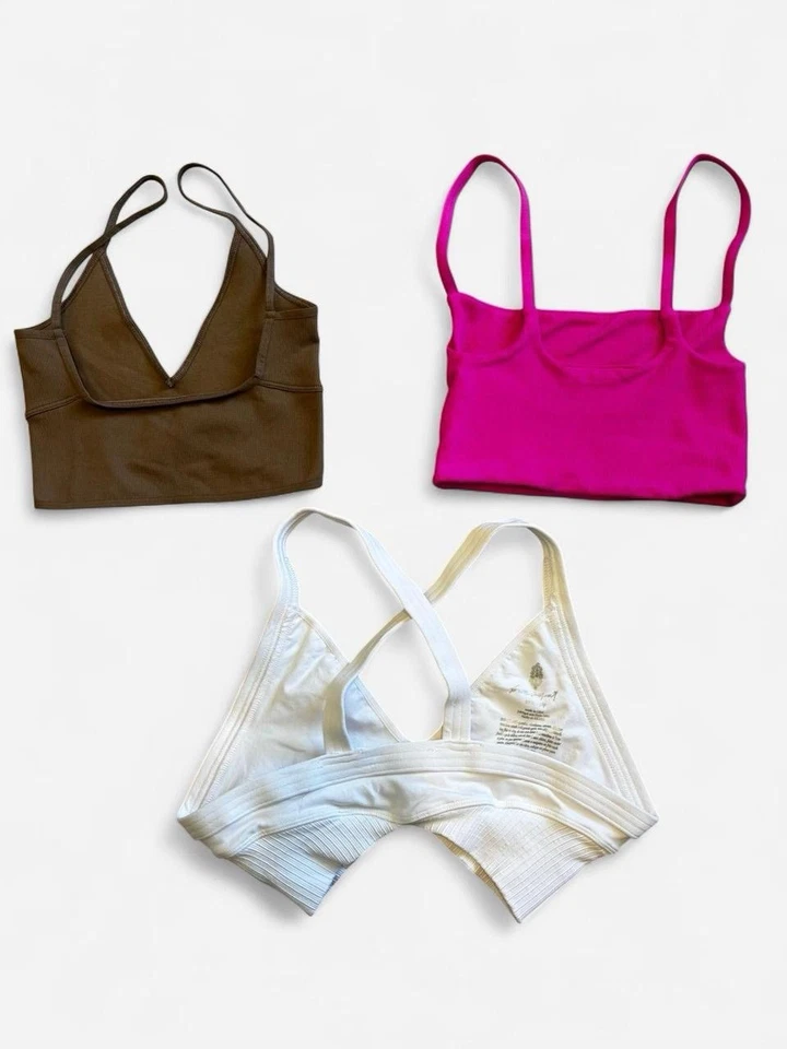 Free People Intimately Bralette Bundle XS/S – White, Taupe & Pink – NWOT - Image 2 of 4