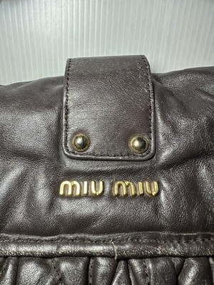 Miu Miu $1700 Coffer Chocolate Leather Shoulder Bag Vintage-READ