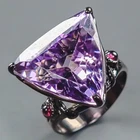 Handmade 14 ct+ Natural Amethyst Ring 925 Sterling Silver Size 7.5 /R441975
