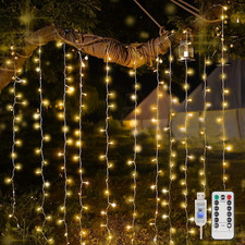 Curtain Lights for Bedroom, 200 Led Hanging String Light Outdoor, Fairy Curtain