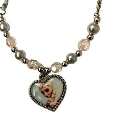 Disney Frozen Elsa Heart Pendant Necklace Beaded Valentine Jewelry